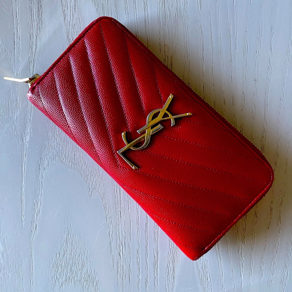 YSL monogram zippy wallet